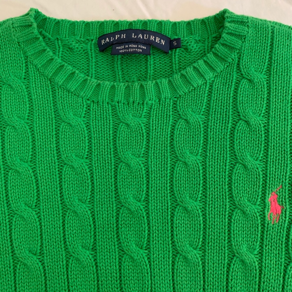 Ralph Lauren Green Cable Knit Sweater